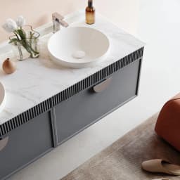Orka Molino 160 Cm Gri Banyo Dolabı Takımı (Krom Kulp) görsel 2