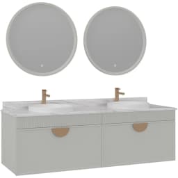Orka Molino 160 Cm Kaşmir Banyo Dolabı Takımı (Altın Kulp) görsel 1