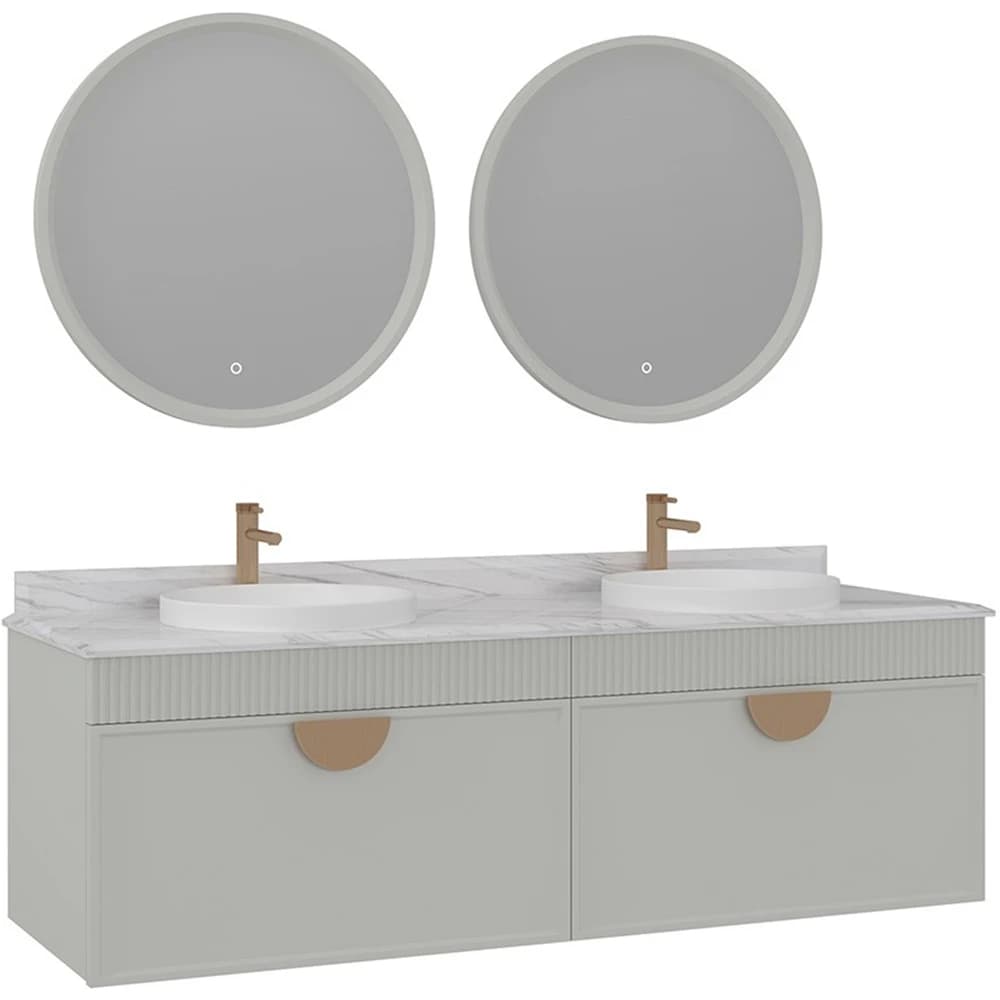 Orka Molino 160 Cm Kaşmir Banyo Dolabı Takımı (Altın Kulp)