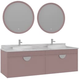 Orka Molino 160 Cm Pudra Banyo Dolabı Takımı (Krom Kulp) görsel 1
