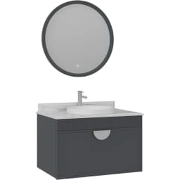 Orka Molino 80 Cm Antrasit Banyo Dolabı Takımı (Krom Kulp) görsel 1