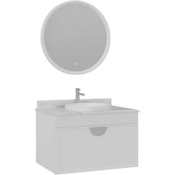Orka Molino 80 Cm Beyaz Banyo Dolabı Takımı (Krom Kulp) görsel 1