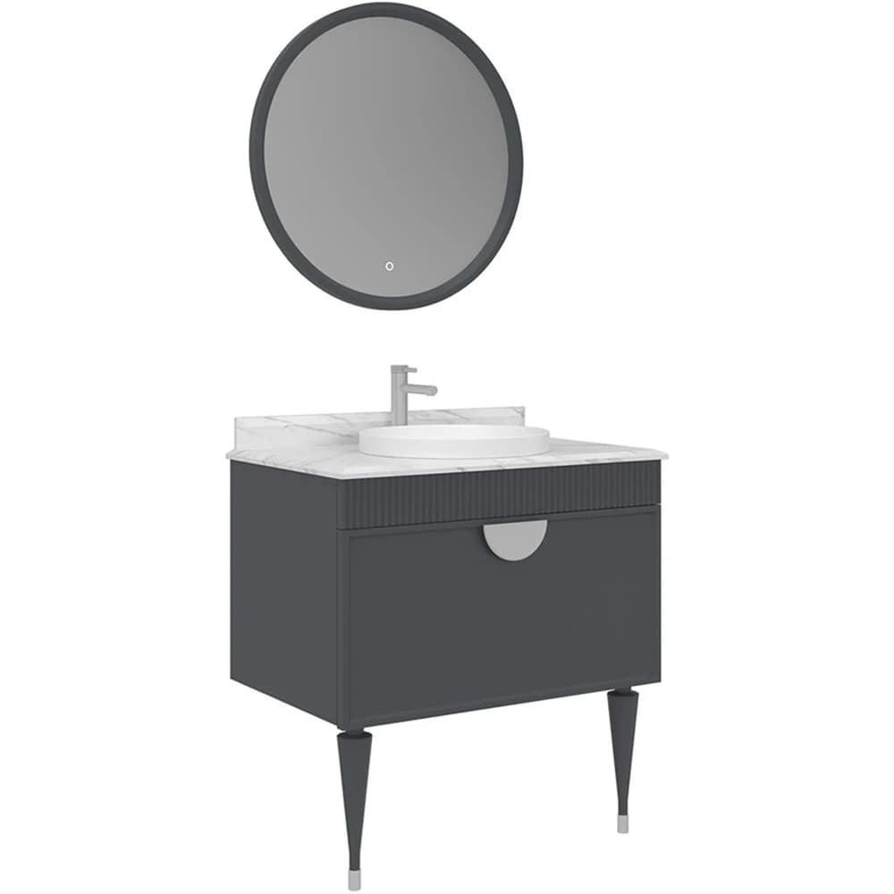 Orka Molino 80 Cm Mat Antrasit Banyo Dolabı Takımı - 5007752