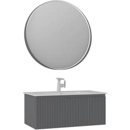 Orka Moonlight 90 Cm Mat Gri Banyo Dolabı Takımı - 5006096 görsel 1