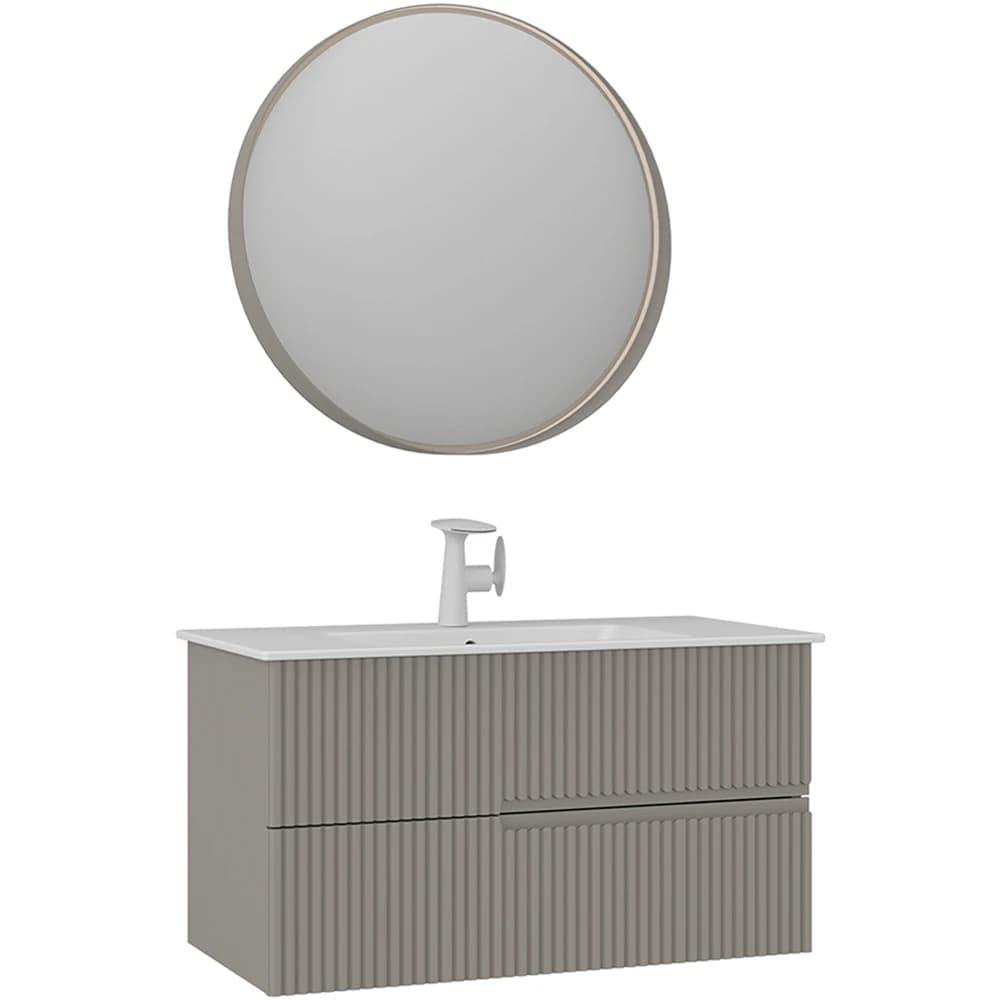 Orka Moonlight 90 Cm Mat Vizon Banyo Dolabı Takımı - 5003394