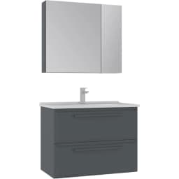 Orka Nuvola 80 Cm Parlak Antrasit Banyo Dolabı Takımı görsel 1