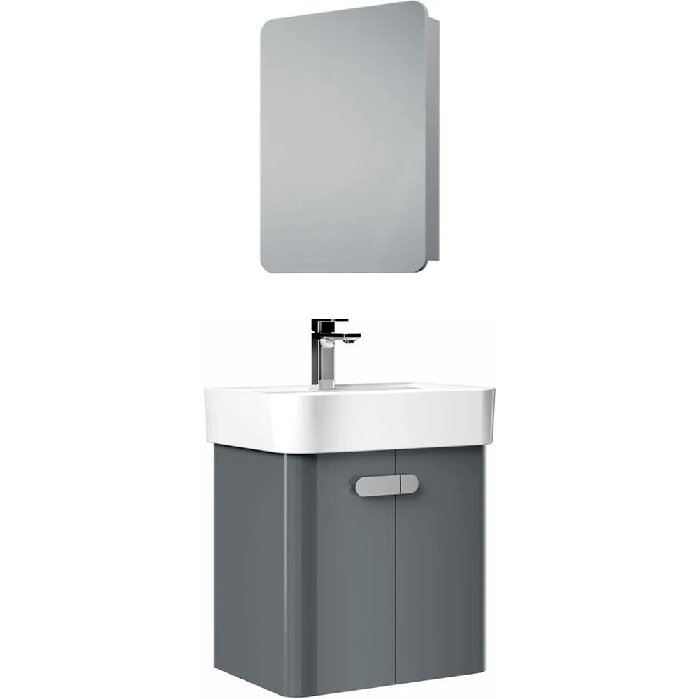 Orka Orbit 55 Cm Parlak Antrasit Banyo Dolabı Takımı