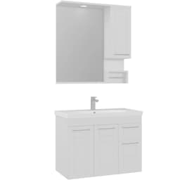 Orka Perge 85 Cm Beyaz Banyo Dolabı Takımı (Sağ) görsel 1