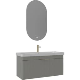 Orka Procida 105 Cm Mat Kaşmir Banyo Dolabı Takımı (Altın Kulp) görsel 1