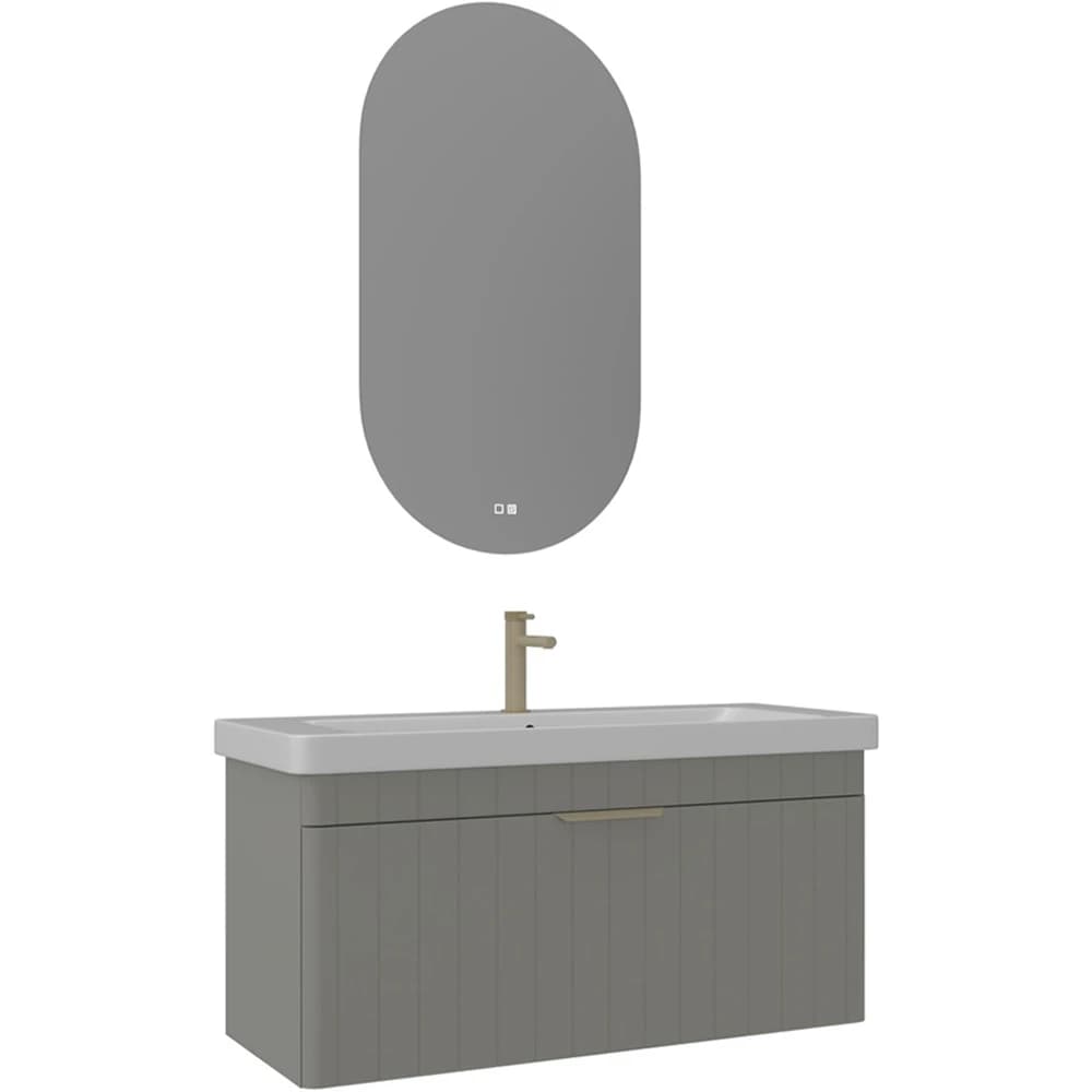 Orka Procida 105 Cm Mat Kaşmir Banyo Dolabı Takımı (Altın Kulp)