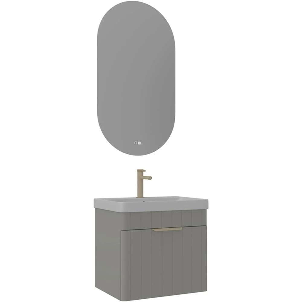 Orka Procida 60 Cm Mat Kaşmir Banyo Dolabı Takımı (Altın Kulp)
