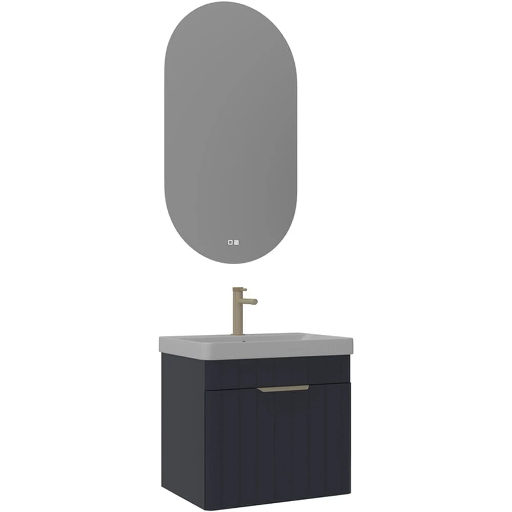 Orka Procida 60 Cm Mat Lacivert Banyo Dolabı Takımı (Altın Kulp)