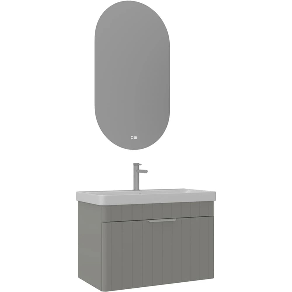 Orka Procida 80 Cm Mat Kaşmir Banyo Dolabı Takımı (Krom Kulp)