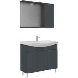 Orka Purus 100 Cm Mat Antrasit Banyo Dolabı Takımı - 5008443 görsel 1