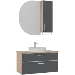 Orka Salerno 100 Cm Mat Antrasit-Legnano Banyo Dolabı Takımı (Krom Kulp) görsel 1