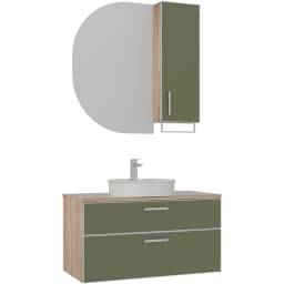 Orka Salerno 100 Cm Sardunya-Legnano Banyo Dolabı Takımı (Krom Kulp) görsel 1