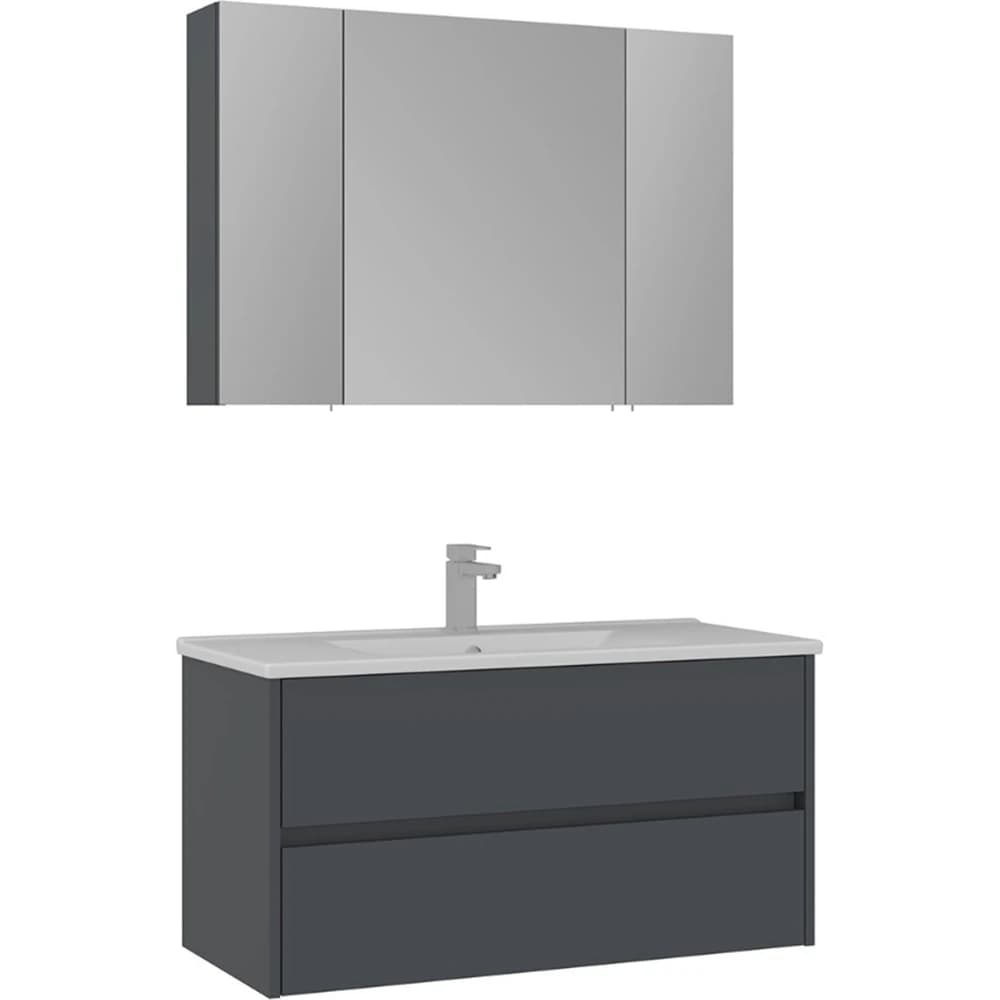 Orka Side 100 Cm Çekmeceli Antrasit Banyo Dolabı Takımı