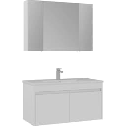Orka Side 100 Cm Kapaklı Beyaz Banyo Dolabı Takımı görsel 1