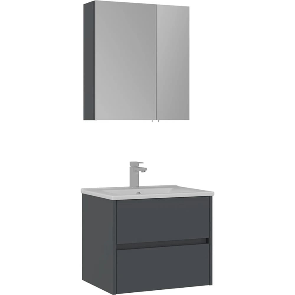 Orka Side 65 Cm Çekmeceli Antrasit Banyo Dolabı Takımı