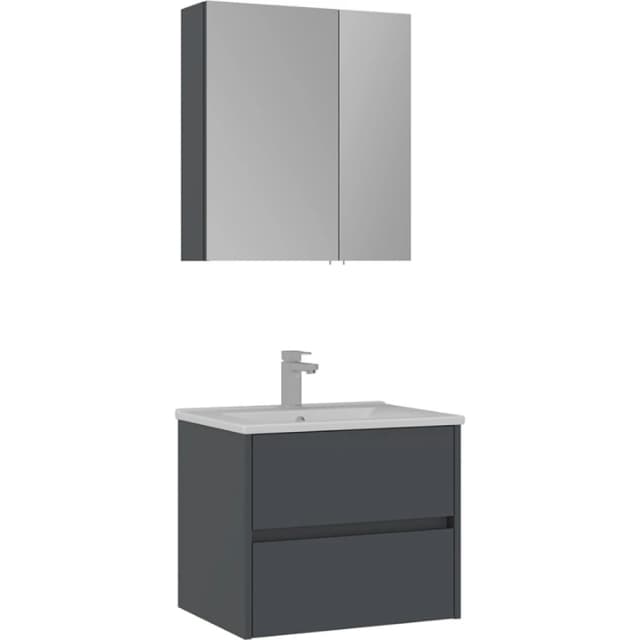 Orka Side 65 Cm Çekmeceli Antrasit Banyo Dolabı Takımı