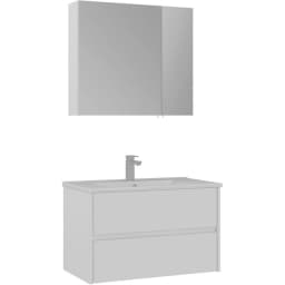 Orka Side 85 Cm Çekmeceli Beyaz Banyo Dolabı Takımı görsel 1