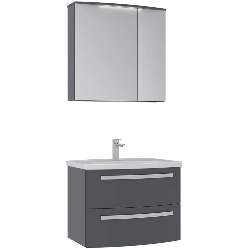 Orka Urla 70 Cm Parlak Antrasit Banyo Dolabı Takımı