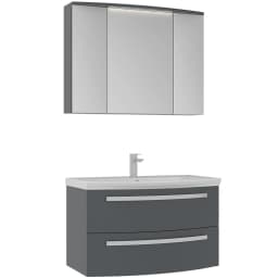 Orka Urla 90 Cm Parlak Antrasit Banyo Dolabı Takımı görsel 1