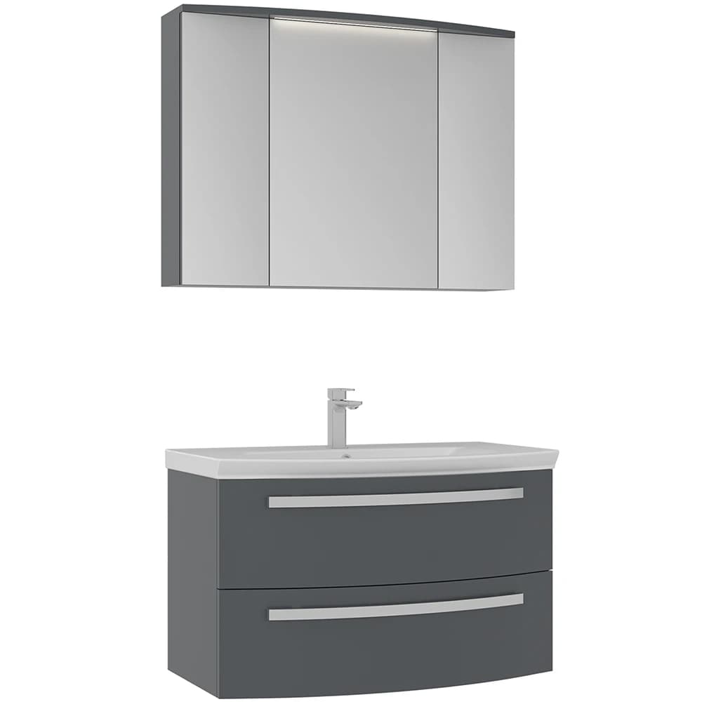 Orka Urla 90 Cm Parlak Antrasit Banyo Dolabı Takımı