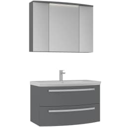 Orka Urla 90 Cm Parlak Gri Banyo Dolabı Takımı görsel 1