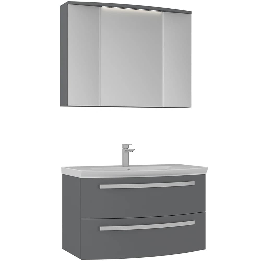 Orka Urla 90 Cm Parlak Gri Banyo Dolabı Takımı