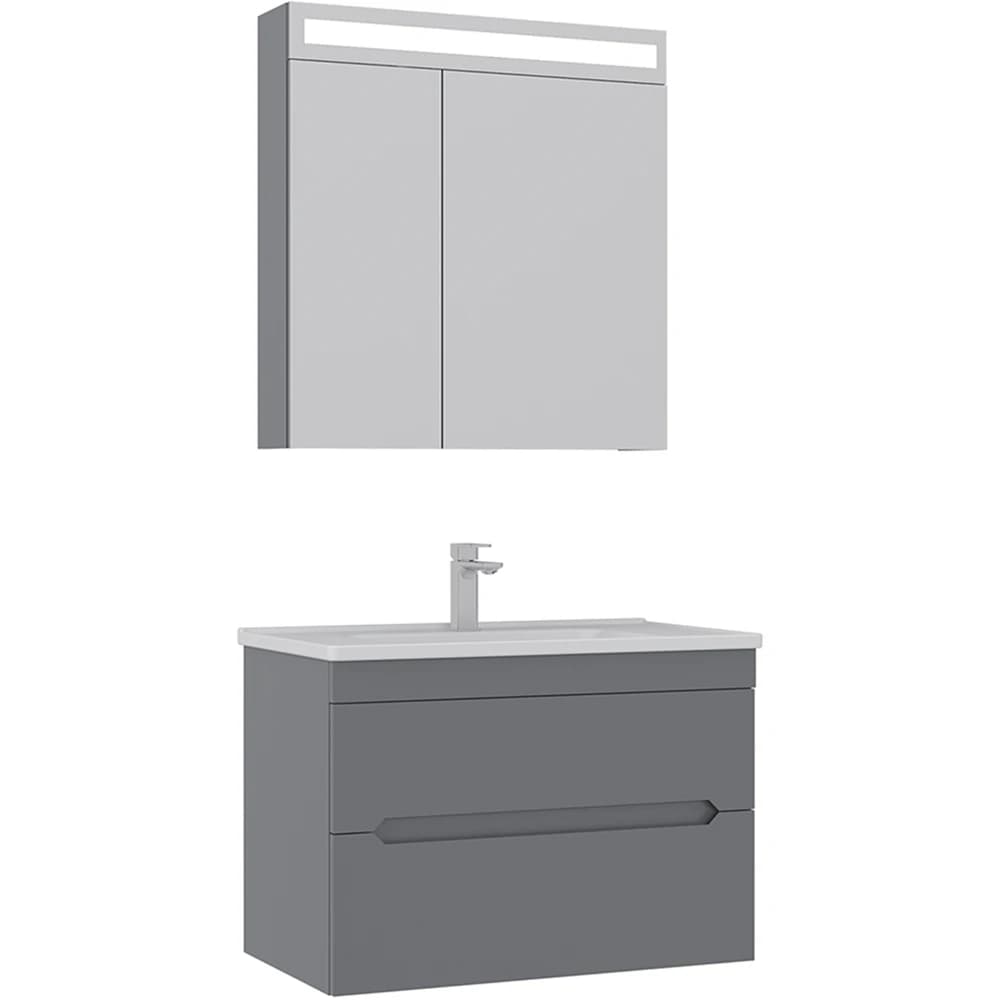Orka Varna 80 Cm Mat Gri Banyo Dolabı Takımı
