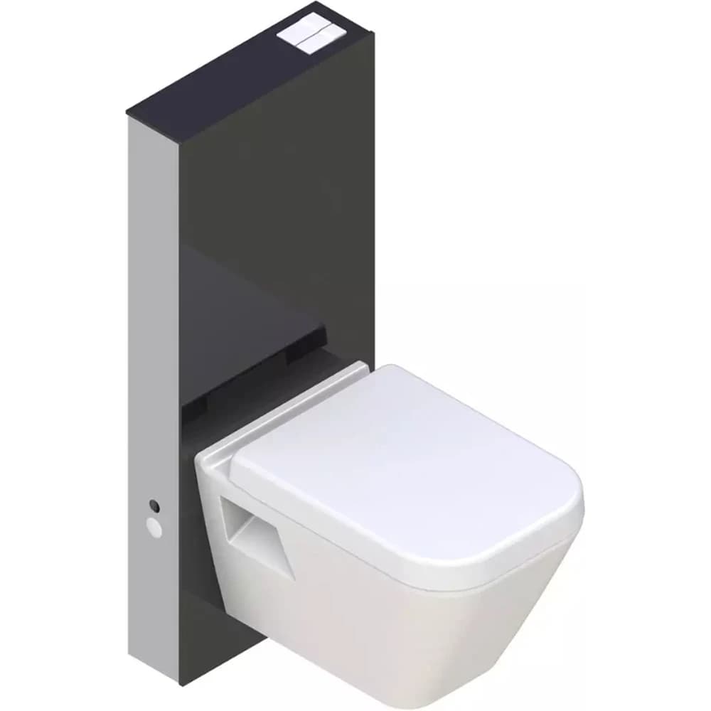 Serel Glassbox Duvar Önü Asma Klozet İçin Siyah Cam Rezervuar - T03C113S
