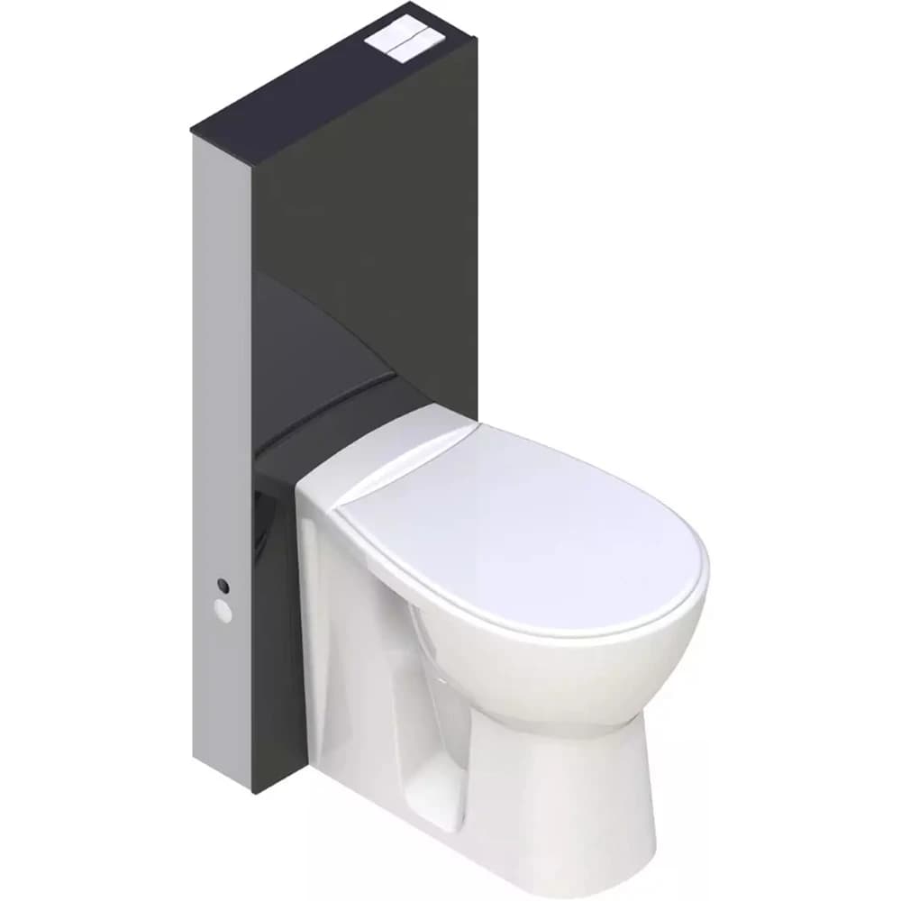 Serel Glassbox Duvar Önü Yerden Klozet İçin Siyah Cam Rezervuar - T03C130S