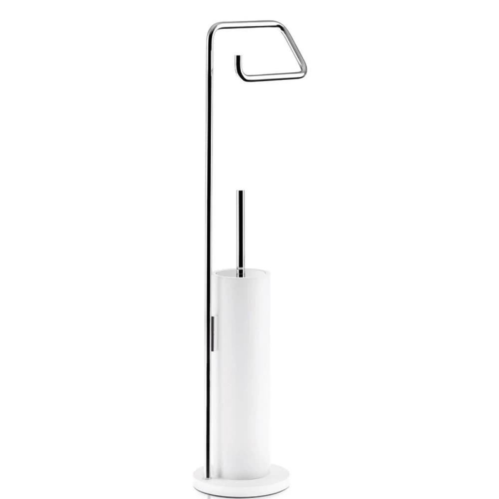 Decor Walther Stone Beyaz-Krom Ayaklı Tuvalet Kağıtlık ve Fırçalık