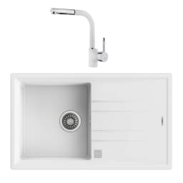 Teka Stone 50 B TG Granit Evye + ARK 938 Armatür Seti (Beyaz) görsel 1