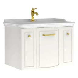 Kale Arte+ 80 Cm Parlak Beyaz Altın Kulplu Lavabolu Dolap - 310300104388 görsel 1