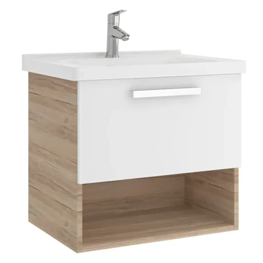 Kale Trevi 65 Cm Beyaz-Meşe Lavabolu Dolap - 310300104512