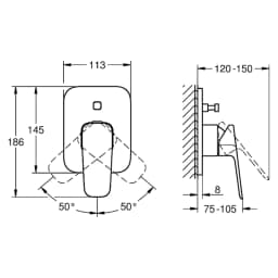 Grohe Cubeo Siyah Banyo Bataryası 1017762430 görsel 2