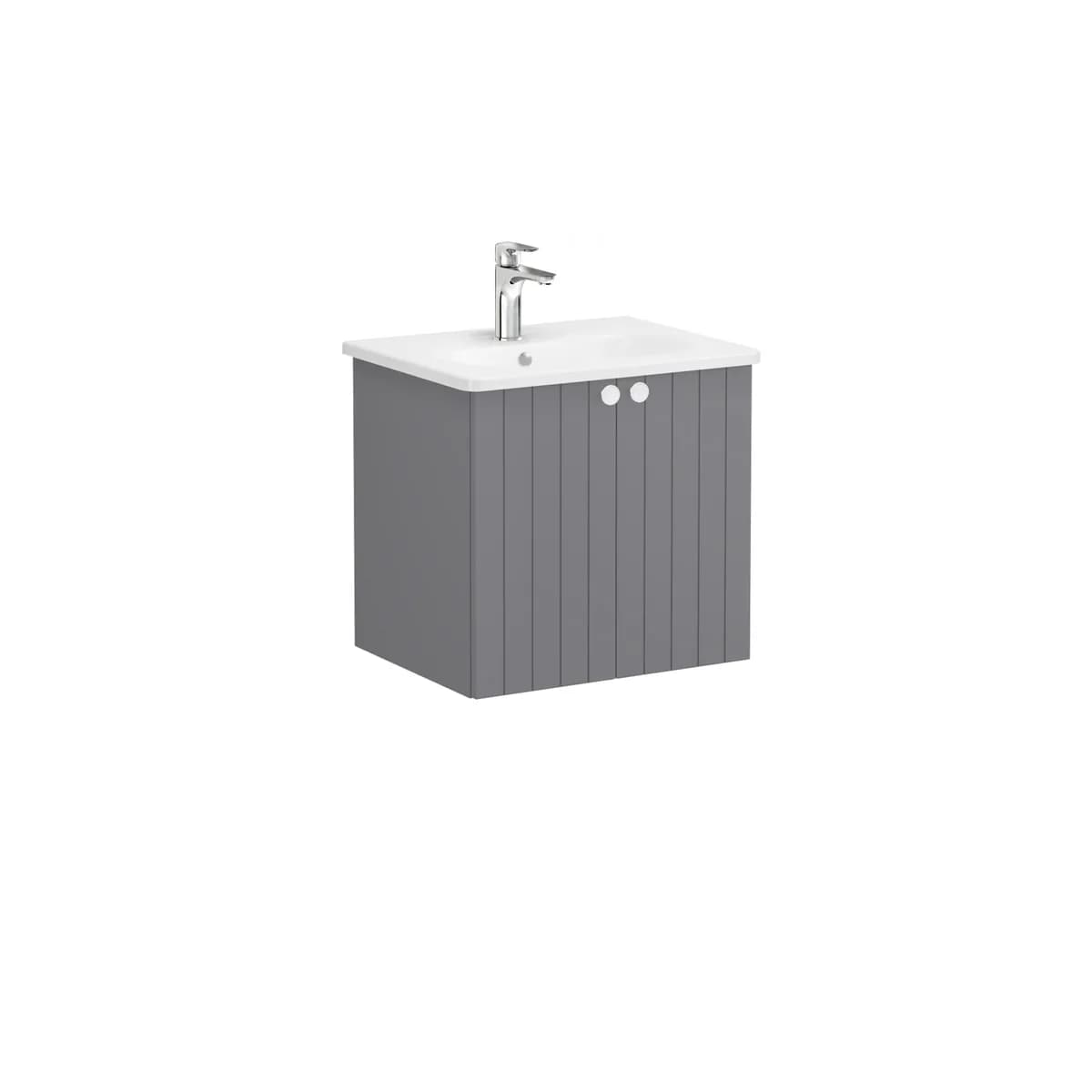 Vitra Root Groove 60 Cm Mat Gri İki Kapaklı Lavabo Dolabı