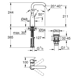 Grohe Essence New Krom L Lavabo Bataryası görsel 2