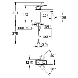 Grohe Eurocube Krom Süzgeçsiz M Lavabo Bataryası görsel 2