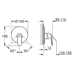 Grohe Eurocosmo Krom Duvardan Banyo Bataryası görsel 2