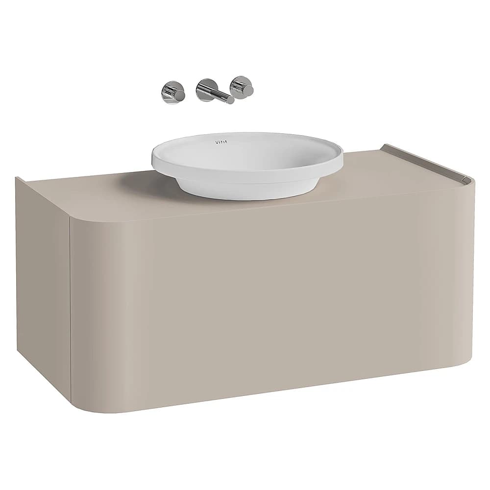 Vitra Glora 100 Cm Mat Soft Bej Tek Çekmeceli Tezgahlı Çanak Lavabolu Lavabo Dolabı