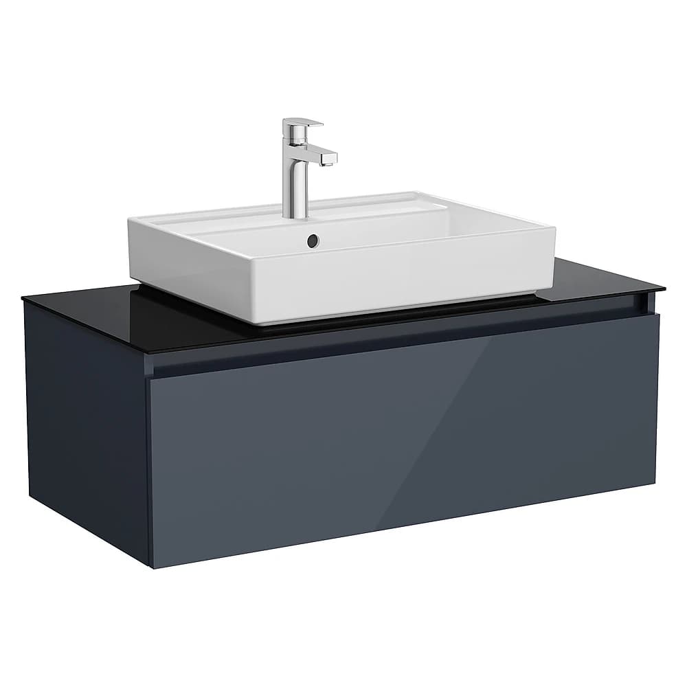 Vitra Nuo 100 Cm Parlak Antrasit Tek Çekmeceli Lavabo Dolabı