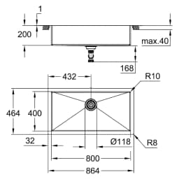 Grohe K700 86 Cm Tek Gözlü Paslanmaz Çelik Eviye görsel 2
