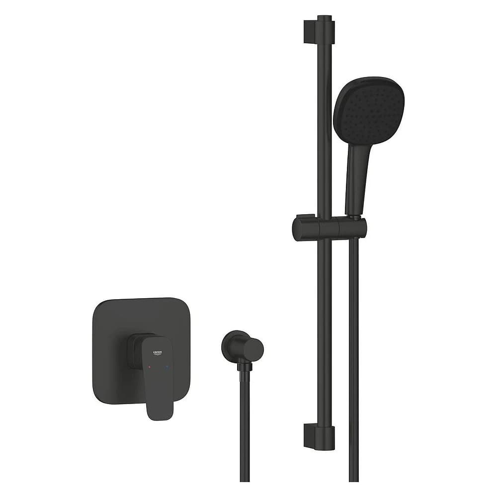Grohe Cubeo Siyah Ankastre Bataryalı Sürgülü Duş Seti