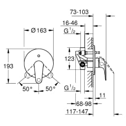 Grohe EuroEco Krom Ankastre Banyo Bataryası görsel 2