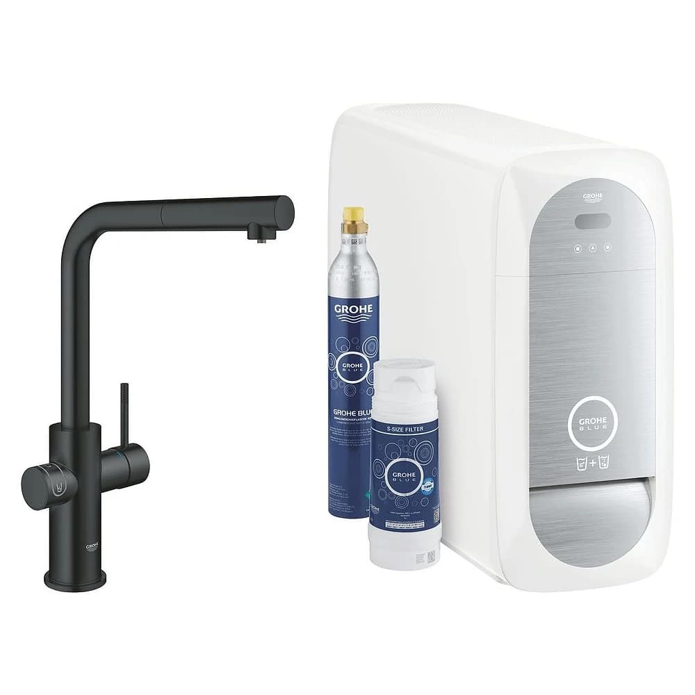 Grohe Blue Home Siyah L Gaga Çekilebilir Başlangıç Seti