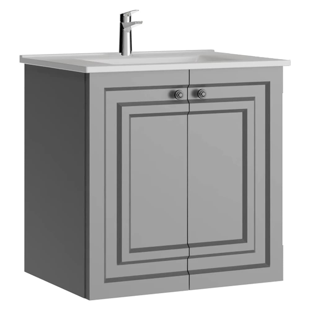 Creavit Kayra 60 Cm Mat Gri Kapaklı Lavabo Dolabı