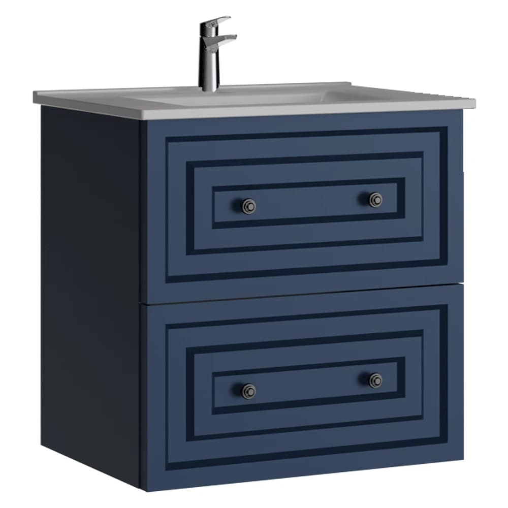 Creavit Kayra 60 Cm Mat Safir Mavi Çekmeceli Lavabo Dolabı